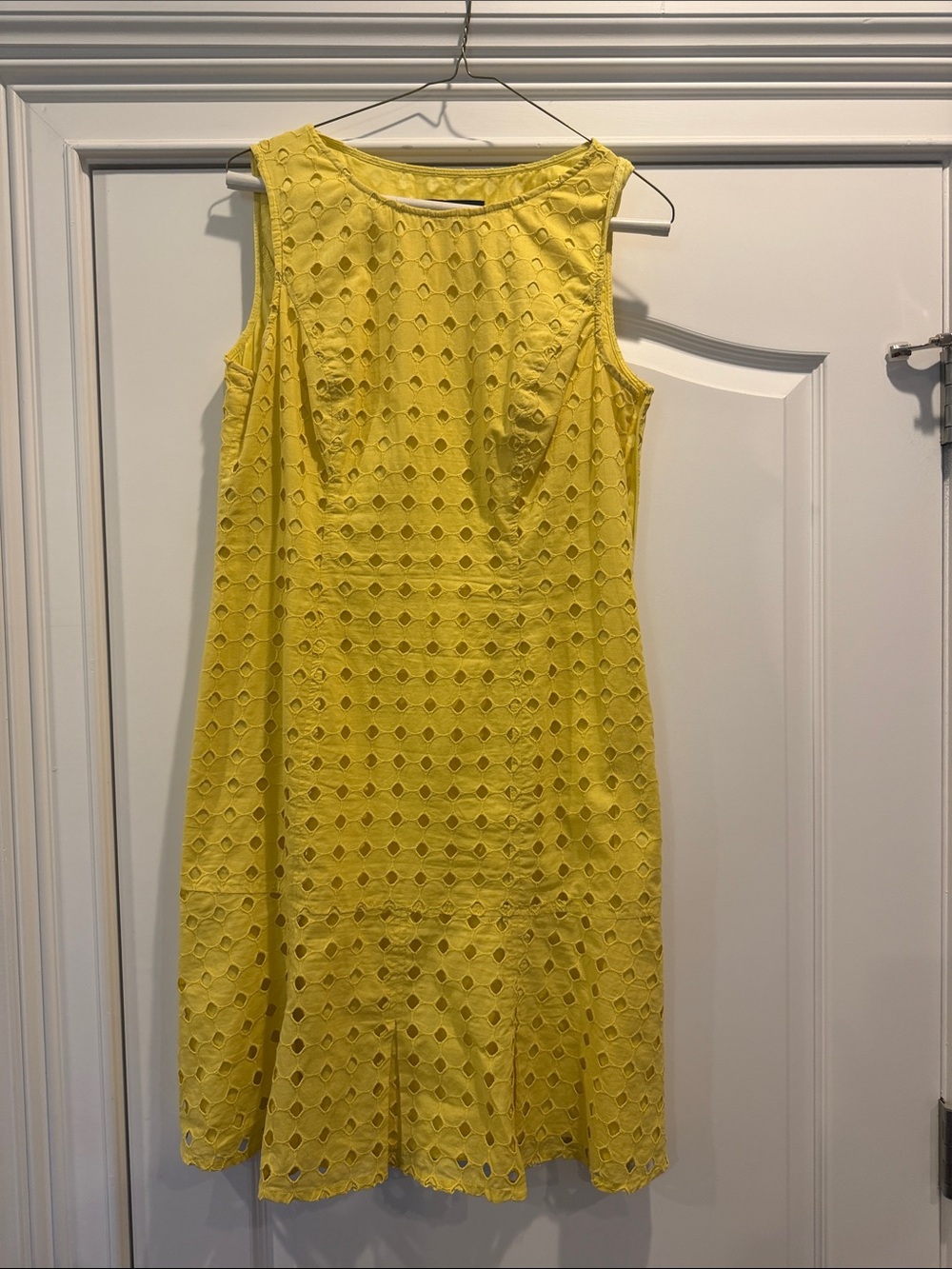 Nine West Bright Yellow Eyelet Midi Dress